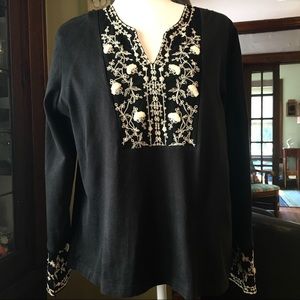 J Jill Embroidered Cotton Top